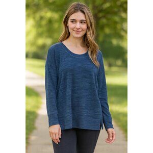 Athleta Womens Navy Blue Pure Lux Long Sleeve Sweatshirt size Large